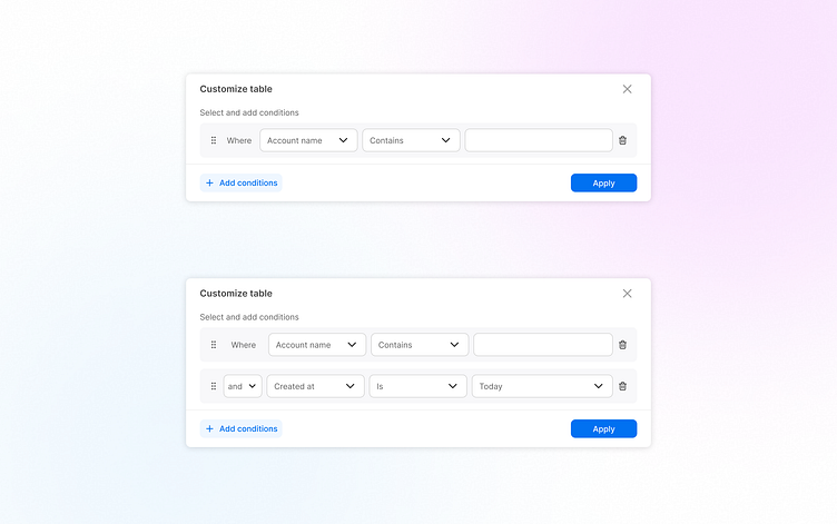 Advanced Table Filtering UI by Smruti Tiwari on Dribbble