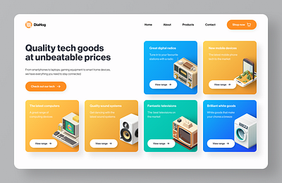 DiaHog - Ecommerce platform colorful design ecommerce landing page orange sales shop tech technology ui ux web design website white