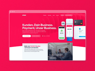 Unzer Website Hero Stage 3d app b2b bold brand design digital germany merchants munich payment platform provider studio unzer visual web