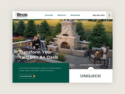 Illinois Landscape Supply :: Homepage animation destination discover graphic design green homepage icons illustration landing page landscape navigation pattern services slider ui ui design ux ux design web page website