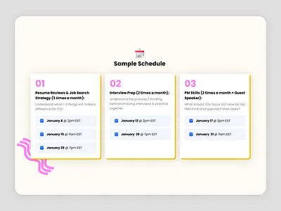 Modular Event Layout – Bright, Minimal and Easy to Scan calendar ui clean ui event scheduler home page interface design landing page learning platform minimal ui mobile first modular layout redesign saas ui ui design ux design web dashboard website design