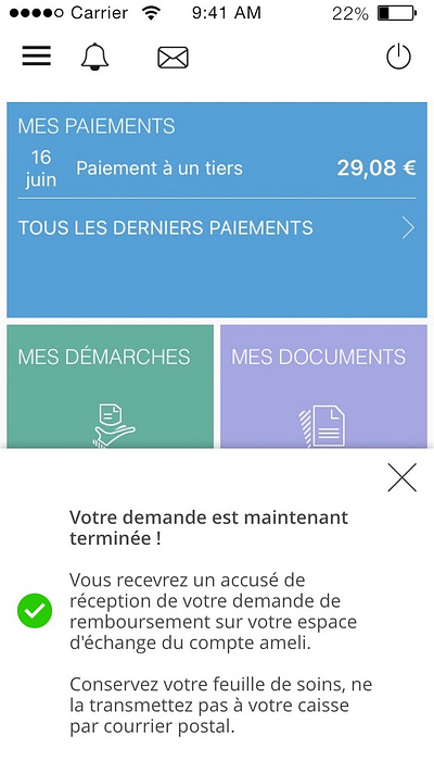 Assurance maladie - France cpam mobile ui ux