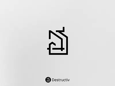 Visual Identity for Destructiv architecture branding brutalist design clean design creative design destructive graphic design lettermark logo modular logo monoline sharp symbol