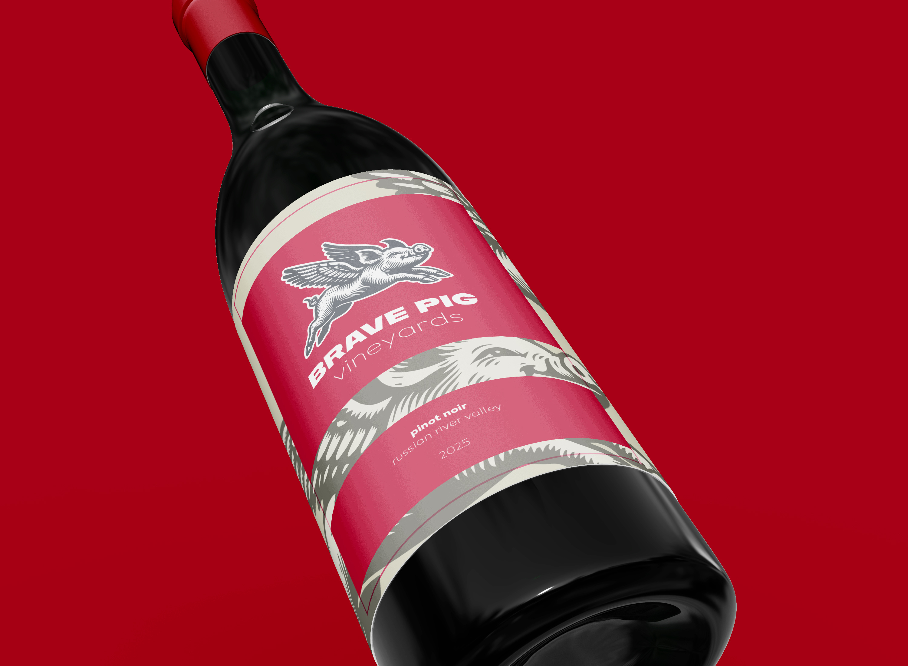 Brave Pig Vineyards Brand Project alcohol branding design art direction branding creative direction graphic design identity illustration packaging design social design