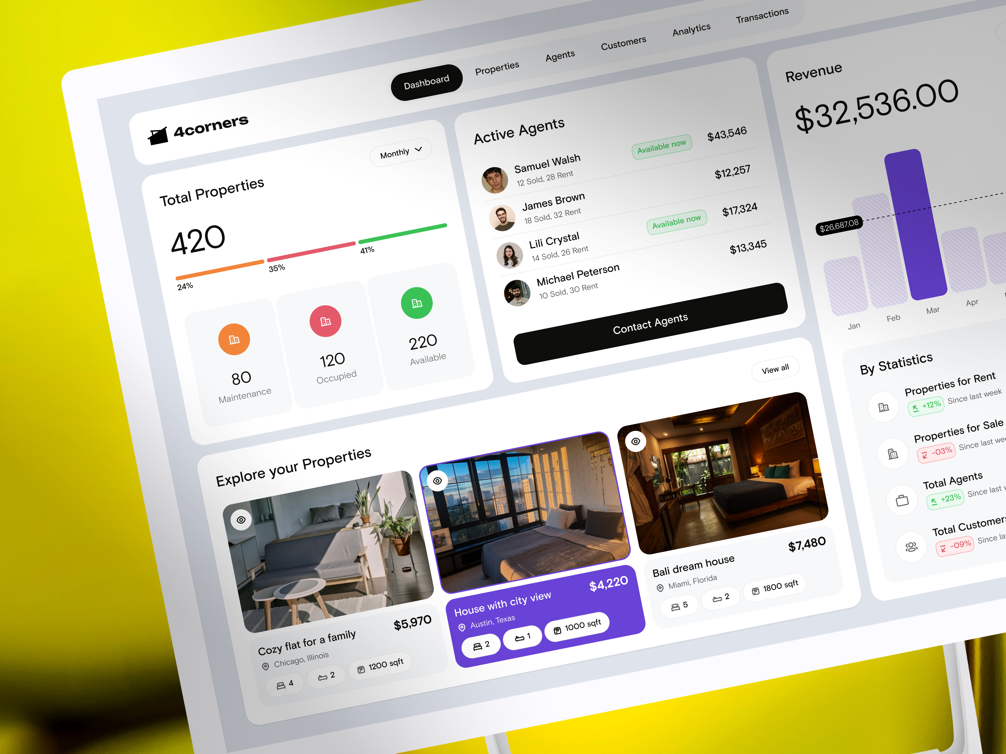 4Corners - Property Rental Platform book house design flat house managment platform property real estate real estate agent ui user experience user interface ux web app