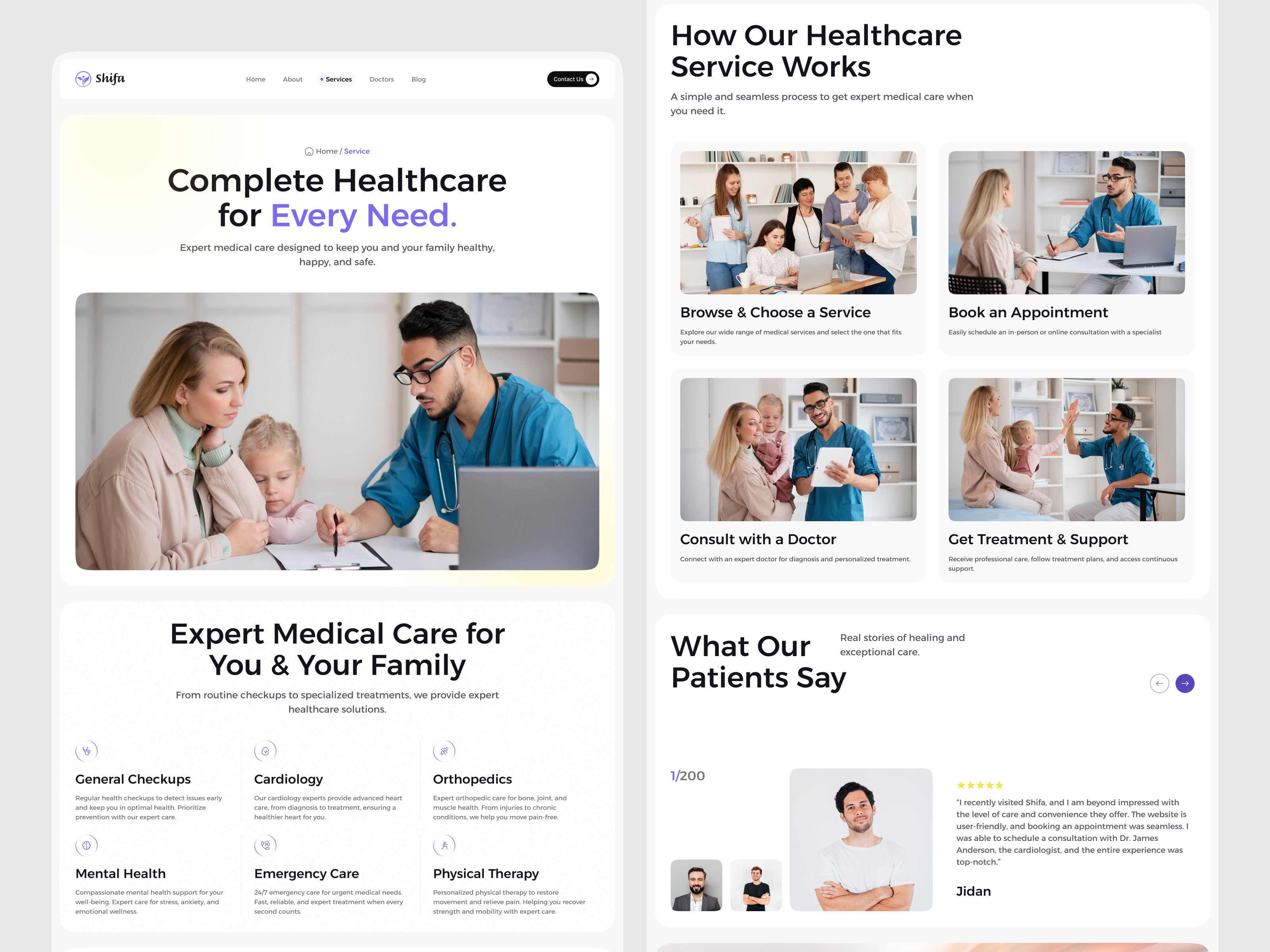 Healthcare Service Page Design | UIUX | Medical Website interface product service startup ui ux web