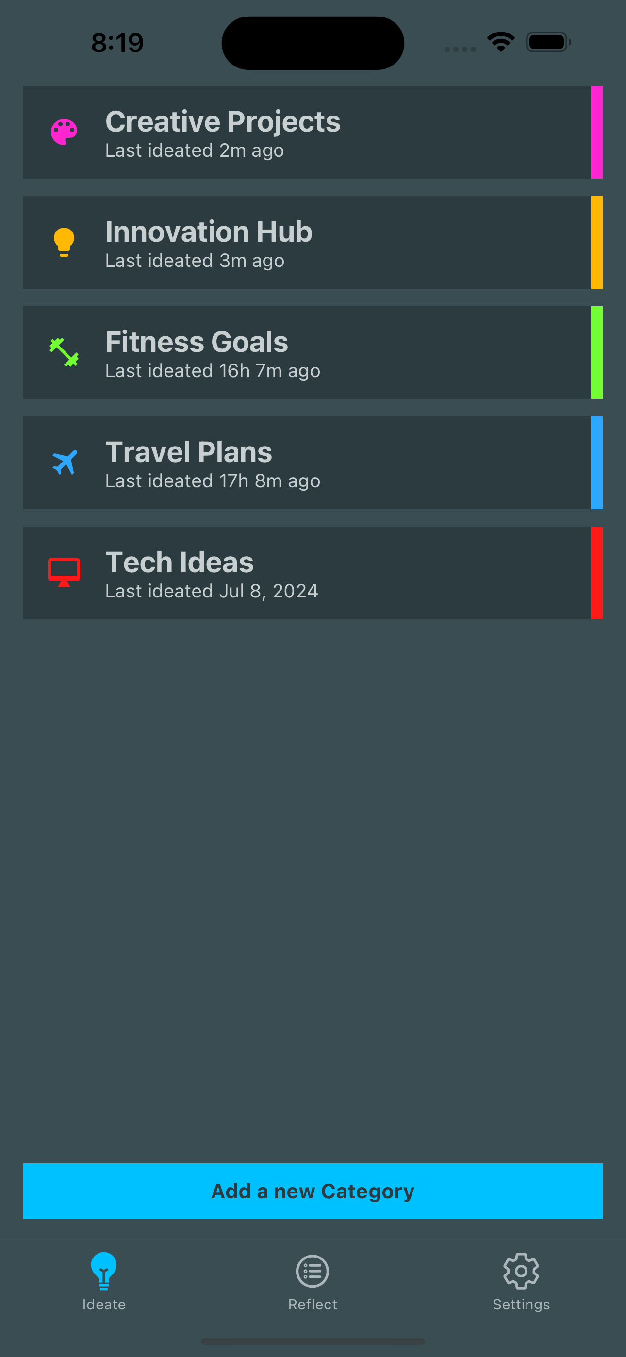 Ideas Down branding coloor colorful graphic design ios planning todo ui