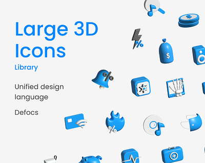 Large 3d icons library 3d icons defocs figma graphic design icons illustration