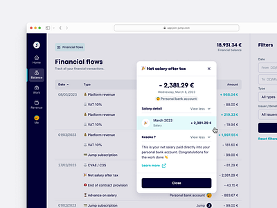Financial flows 📊 app branding design finance flow freelance interface minimal modal navigation product saas ui ux