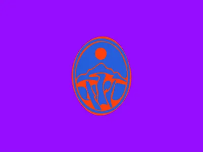 MUSHROOM MOUNTAIN - Badge logo design - Gabriel Dominicali 2d badge branding graphic design illustration logo modern mushroom nature psychedelic