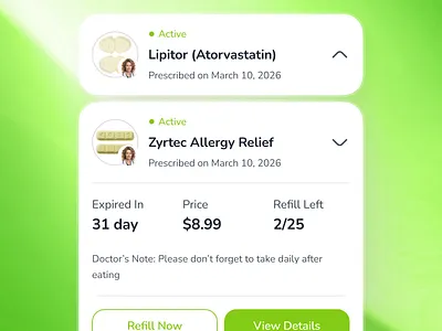 osler v2: AI Telemedicine App - Drug Prescription Status UIUX ai telehealth app clean digital health ui drug prescription drug prescription app e prescription e prescription app epharmacy app green minimal modern pharmacy app prescription app prescription ui smart health app soft telehealth ui kit telemedicine ui kit virtual health app virtual healthcare app