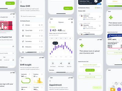 osler v2: AI Telehealth & Telemedicine App - EHR Overview UI ai health companion app ai telehealth app clean digital health ui ehr app ehr ui electronic health record electronic health record app electronic health record ui epharmacy app green minimal modern pharmacy app smart health app soft telehealth ui kit telemedicine ui kit virtual health app virtual healthcare app