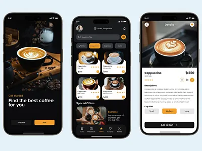 Coffee Delivery App 3d app design branding figma graphic design logo motion graphics product design ui ux web site desgin