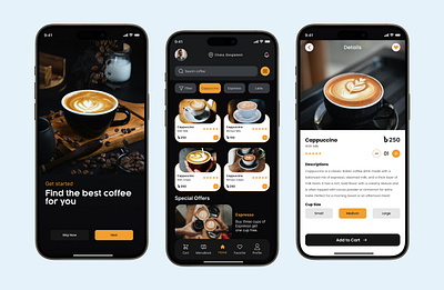 Coffee Delivery App 3d app design branding figma graphic design logo motion graphics product design ui ux web site desgin