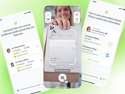 osler v2: AI Virtual Health Assistant - Order/Scan Prescription ai health assistant app ai health companion app ai telehealth app clean digital health ui epharmacy app green health assistant app minimal modern pharmacy app smart health app smart prescription smart prescription app soft telehealth ui kit telemedicine ui kit virtual health app virtual health assistant virtual healthcare app