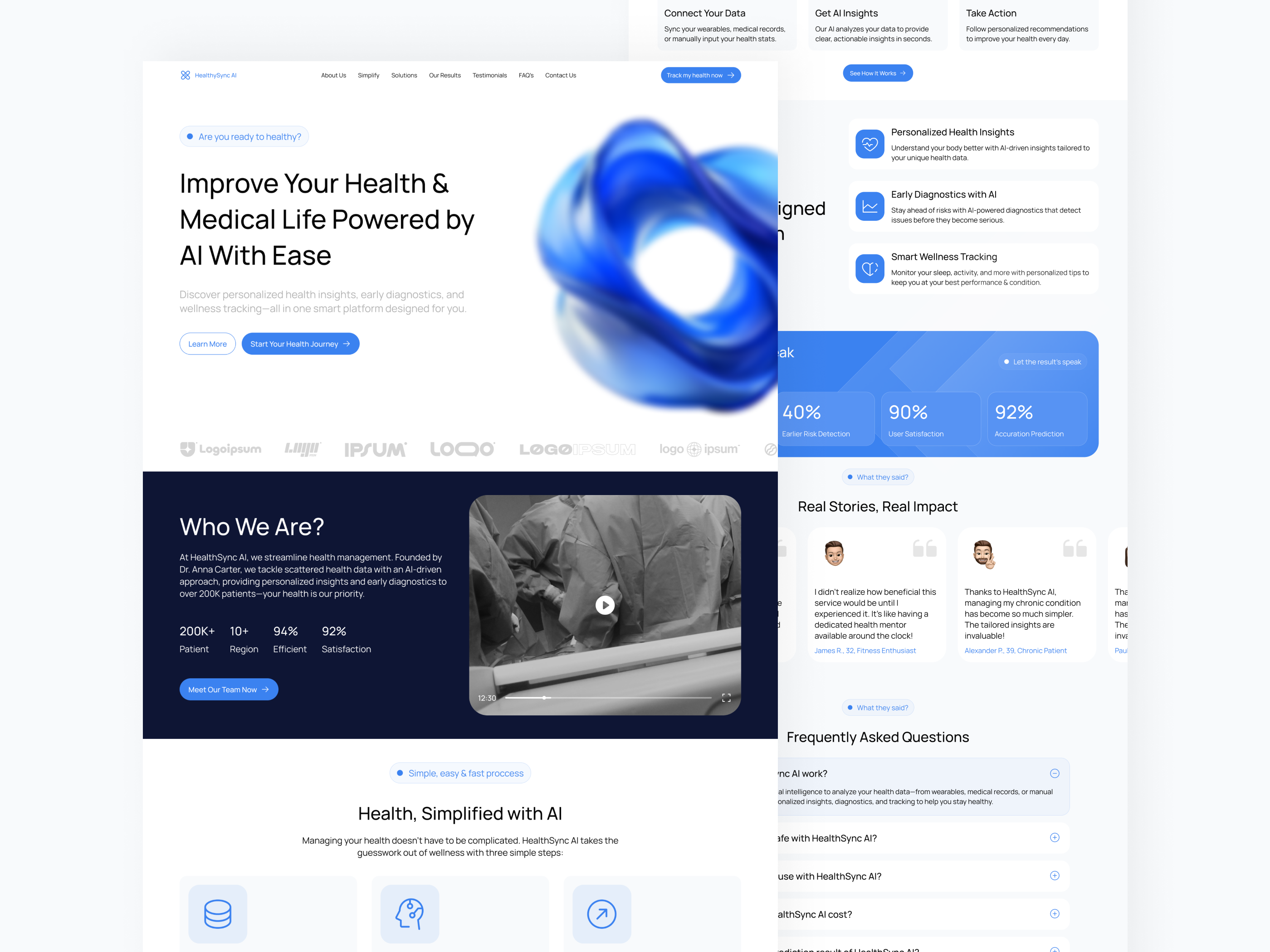 HealthSync AI - Smart AI Health & Insurance Website ai artificial intelligence blockchain health insurance landing page medic medical smart ai smart health uiux uiuxdesign web web design web3 website