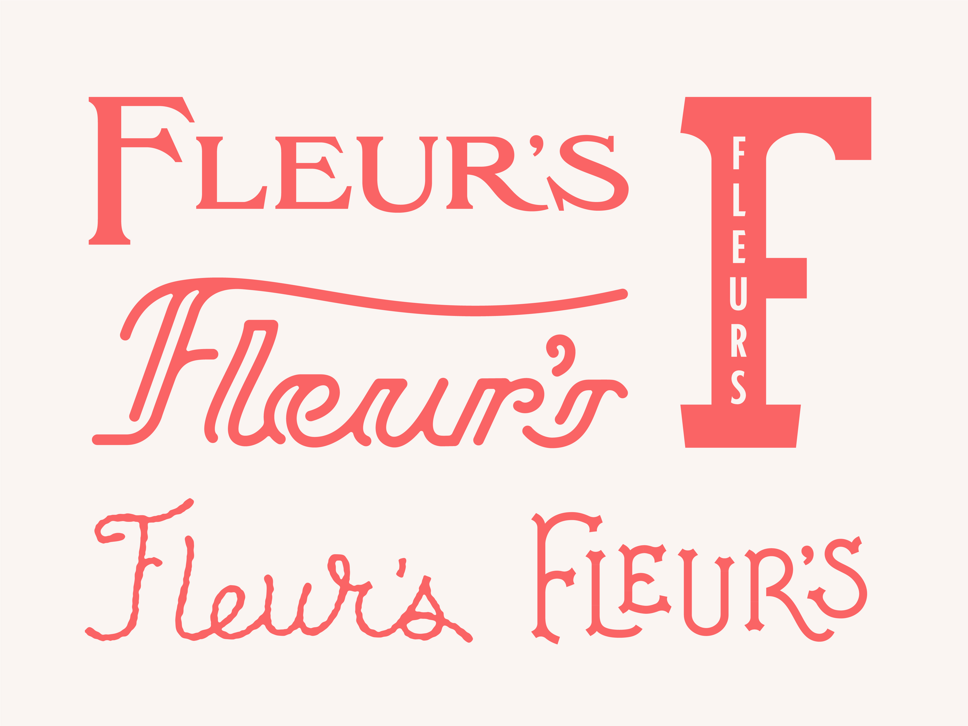 Fleur's Wordmark Exploration art deco art nouveau brand branding cursive french lettering line logo monogram restaurant script symbol type wordmark