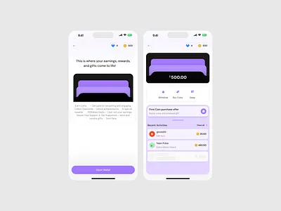 Pulse - Wallet Screen feed live live feed live streaming mobile app pulse social media streaming tiktok twitch wallet
