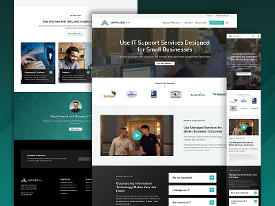 Applied Tech - Homepage black clean green icon modern overlay people professional responsive software sophisticated support technical texture ui design ux video web design website white