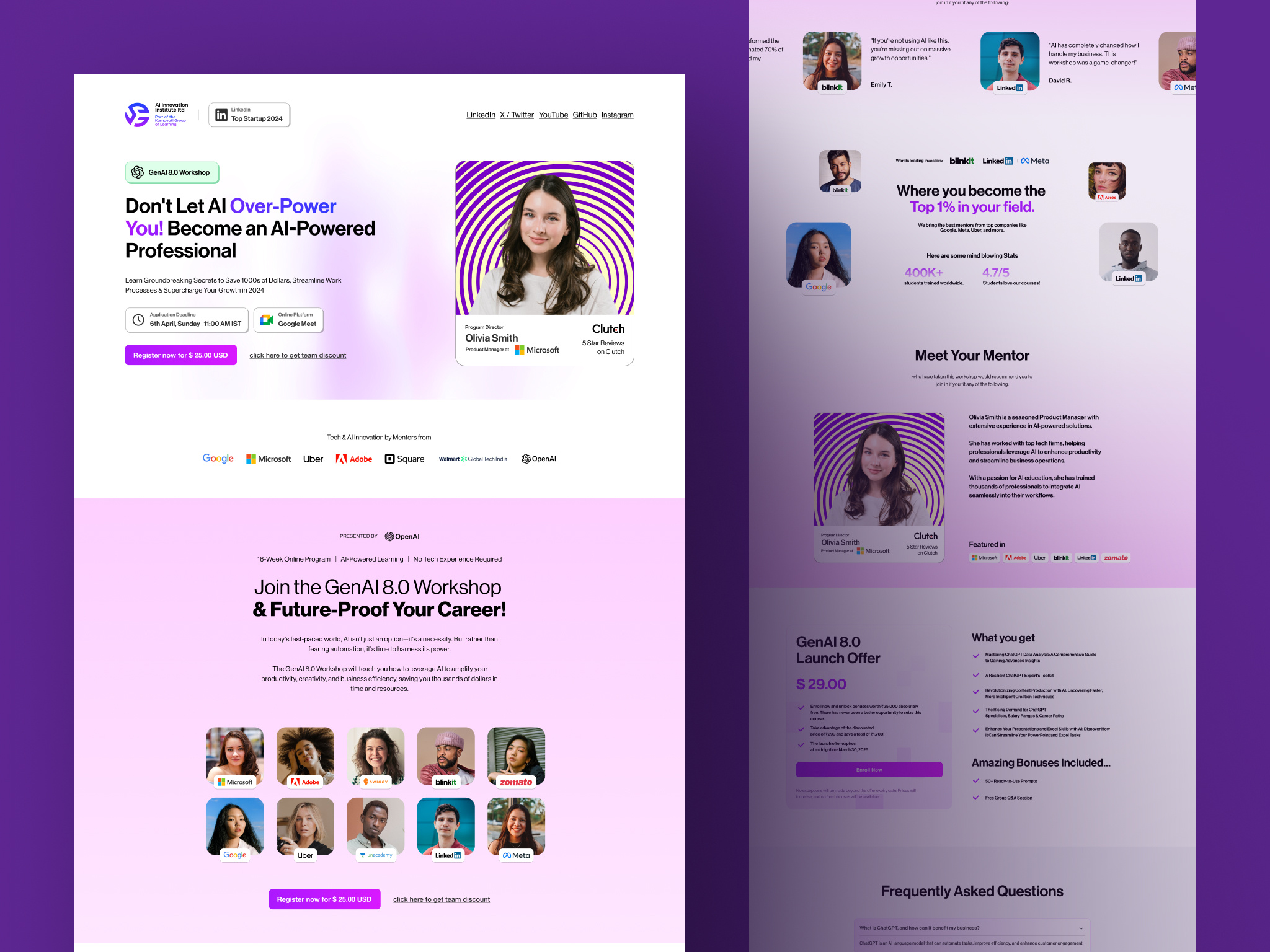 Sales Course Funnel – High-Converting Landing Page ai course sales page conversion optimization course landing page e learning uiux figma design high converting funnel landing page design lead generation page marketing funnel online course funnel sales funnel design uiux