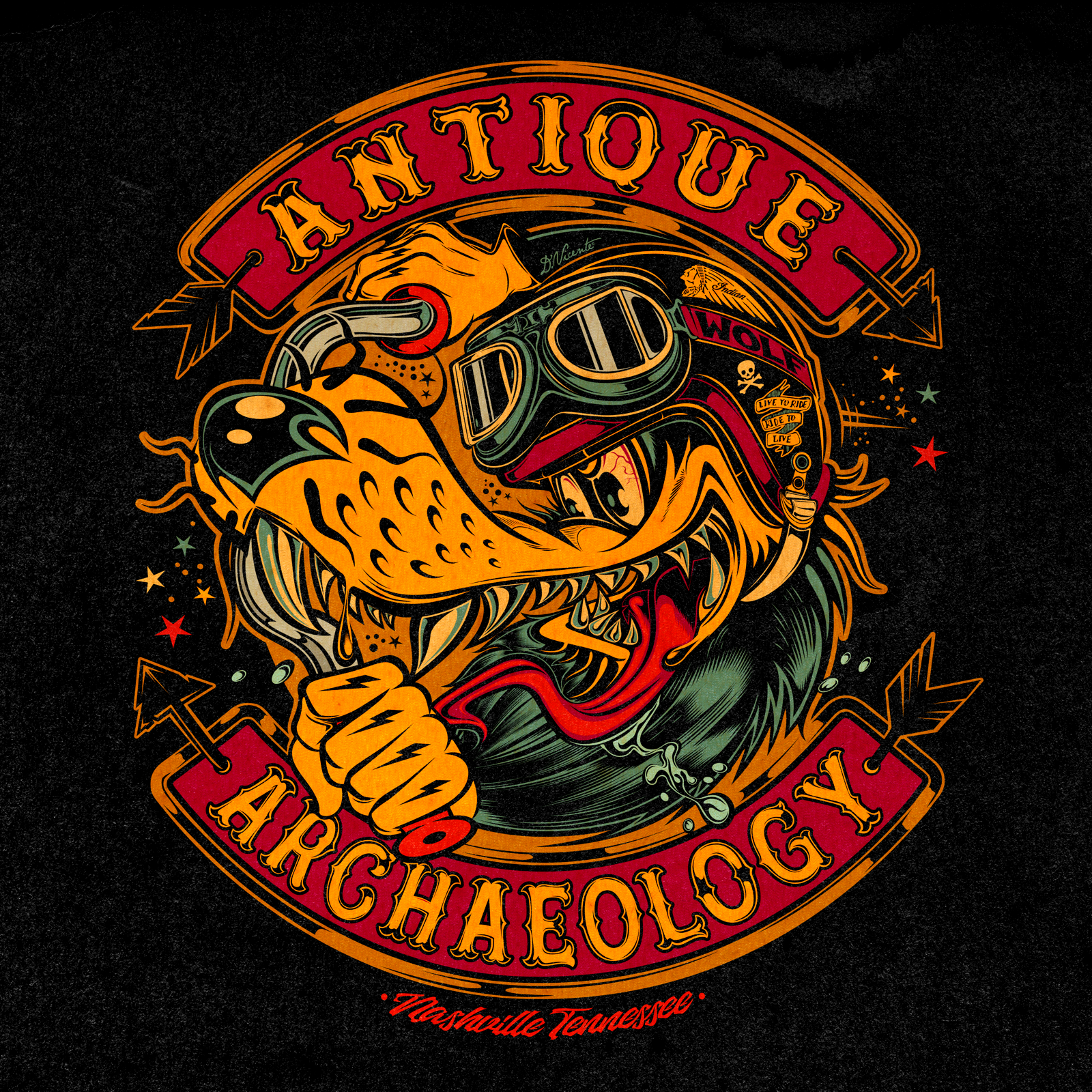 AMERICAN PICKERS biker branding cartoons david vicente design digital art drawing graphic graphic design illustration indians inking logo motorcycles nft print tex avery wolf
