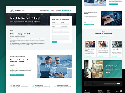 Applied Tech - My IT Team Needs Help page black design form green icon modern overlap overlay people professional service services sophisticated tech technology texture ui ux website white