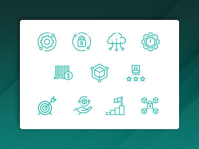 Applied Tech - Icons black box cloud custom flag gear green hand icon icons it lined modern secure security strategy stroke support tech technology