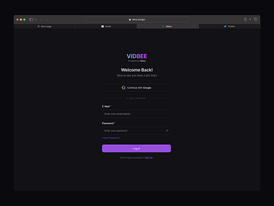 VIDBEE - Log in/Sign up ai design log in logo product design sign up ui user interface ux web design