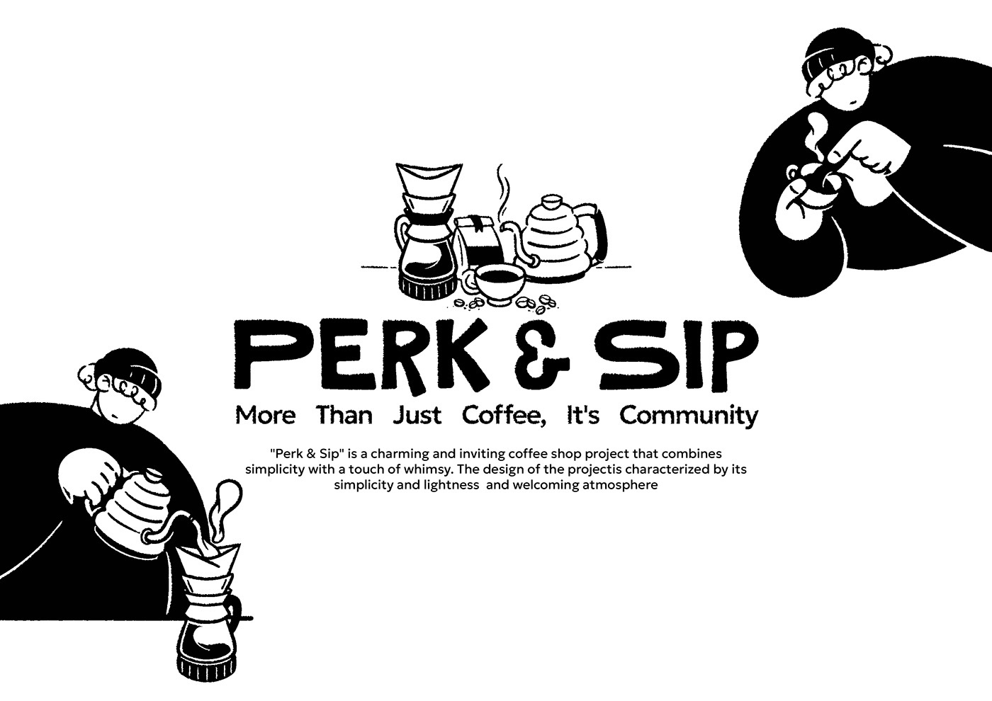 Example of Perk & Sip Brand Identity Coffee Logo 