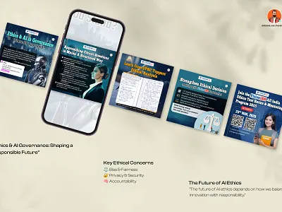 Ethics and AI Governance carousel design ethics and ai governance: graphic design photoshop template upsc