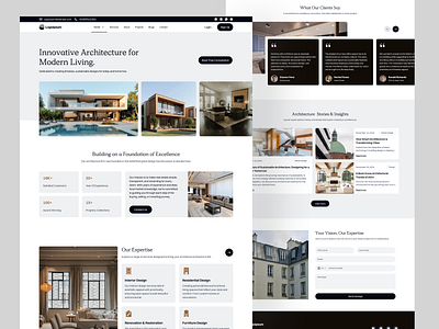 Modern Architecture Website architech architecturewebsite branding home homepagedesign house landingpage minimaldesign portfolio property rchitectureui real estate ui design uiux webdesign webdevelopment
