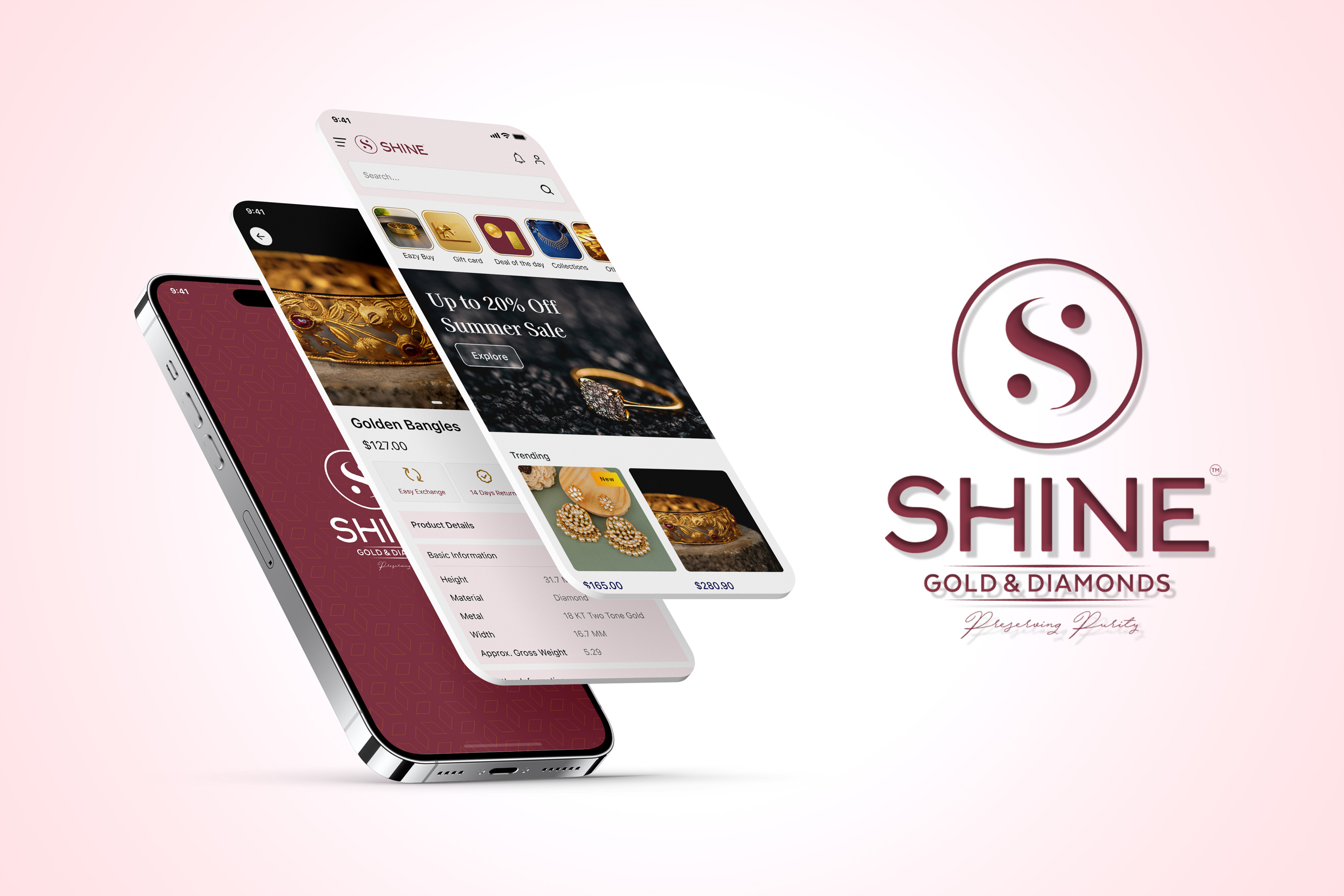 Shine Gold & Diamond | Jewelry Showcase | Luxury Designs android app design app development ios jewelry mobile app uiux