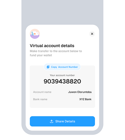 Account deets design fintech ui