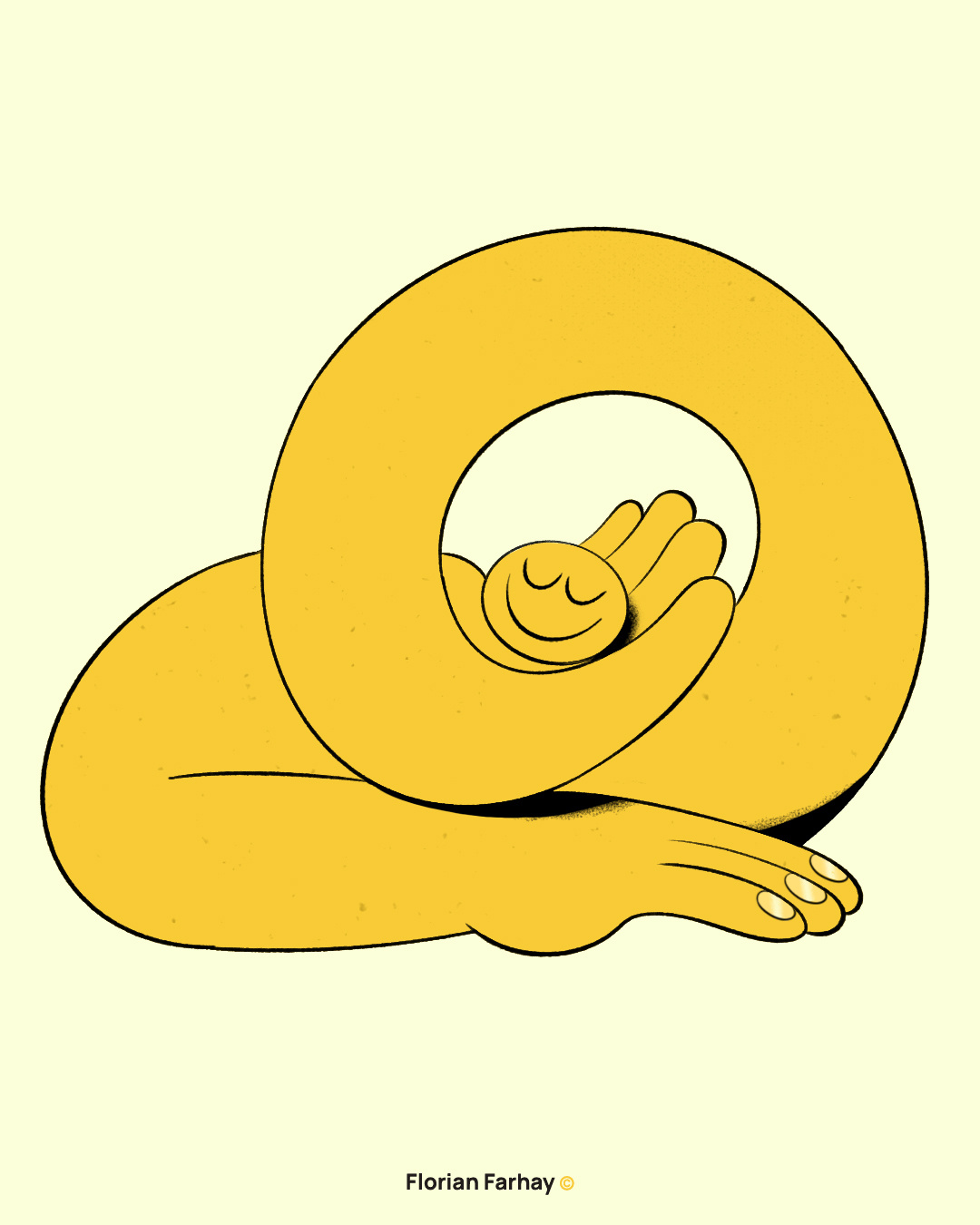 Yellow 🟡 bed character character art character design chill cute florian farhay funny happy headspace illustration meditate minimal relax rest sleep sleepy yellow yoga zen
