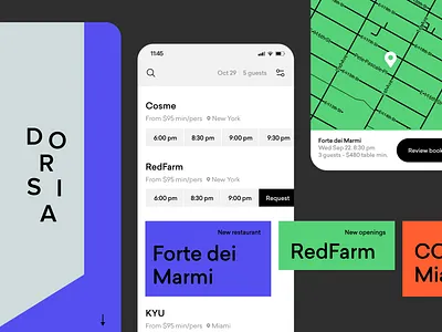 Dorsia Restaurant Booking App— Prototype Design app booking branding colorful design flat graphic design logo minimal prototype restaurant ui ux vector