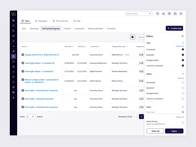 Filters admin filters table ui utility utility app admin ux