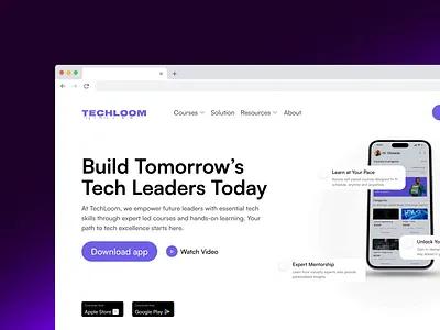 Edtech website design for Techloom hero section product design ui ui design website website design