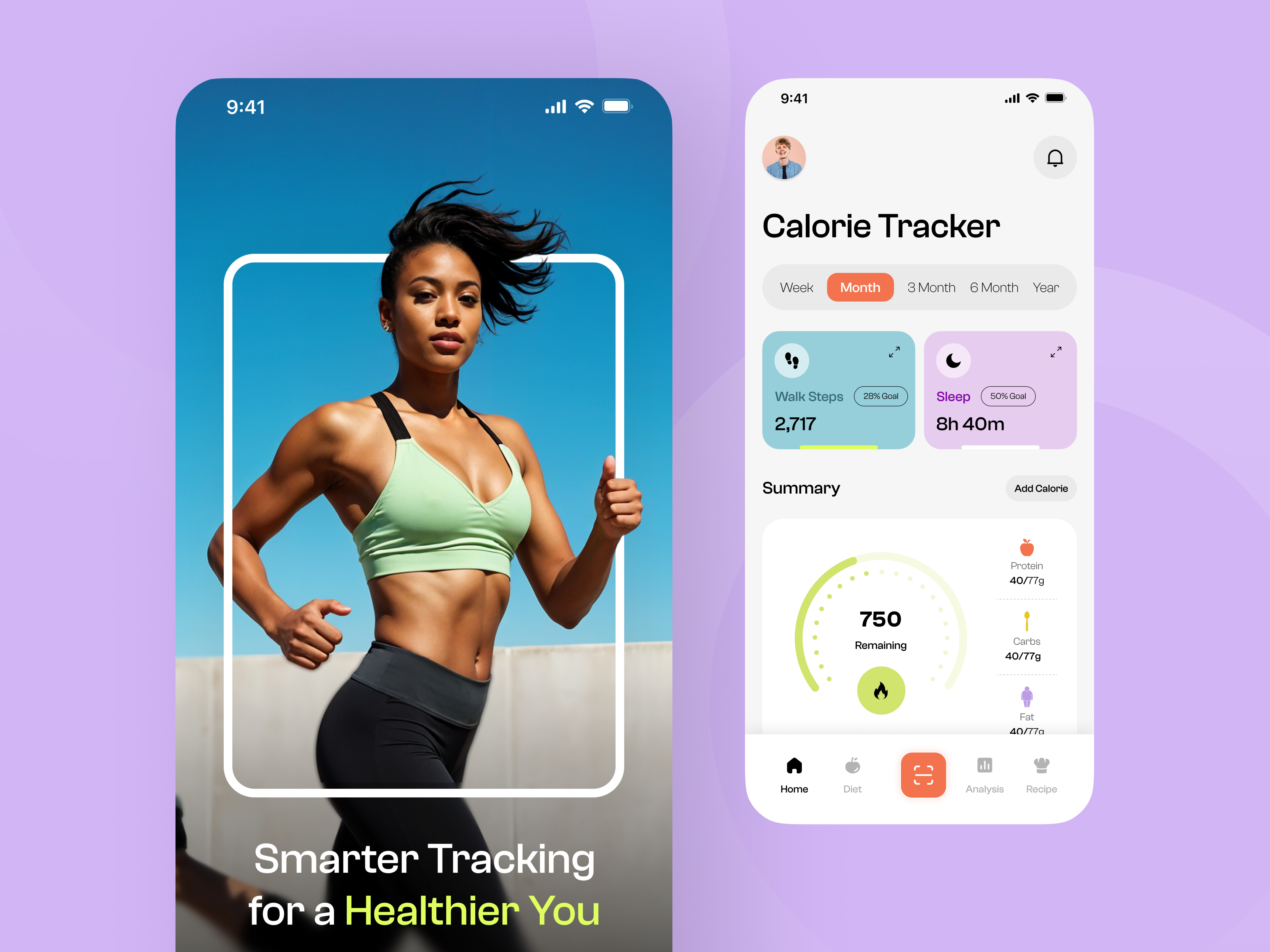 Calorie Tracker Mobile App Design android app app design calorie fitness center fitnesstracker fittech food tracker app gym health app healthyliving ios meal mobile mobile app tracker ui uiux ux workout app