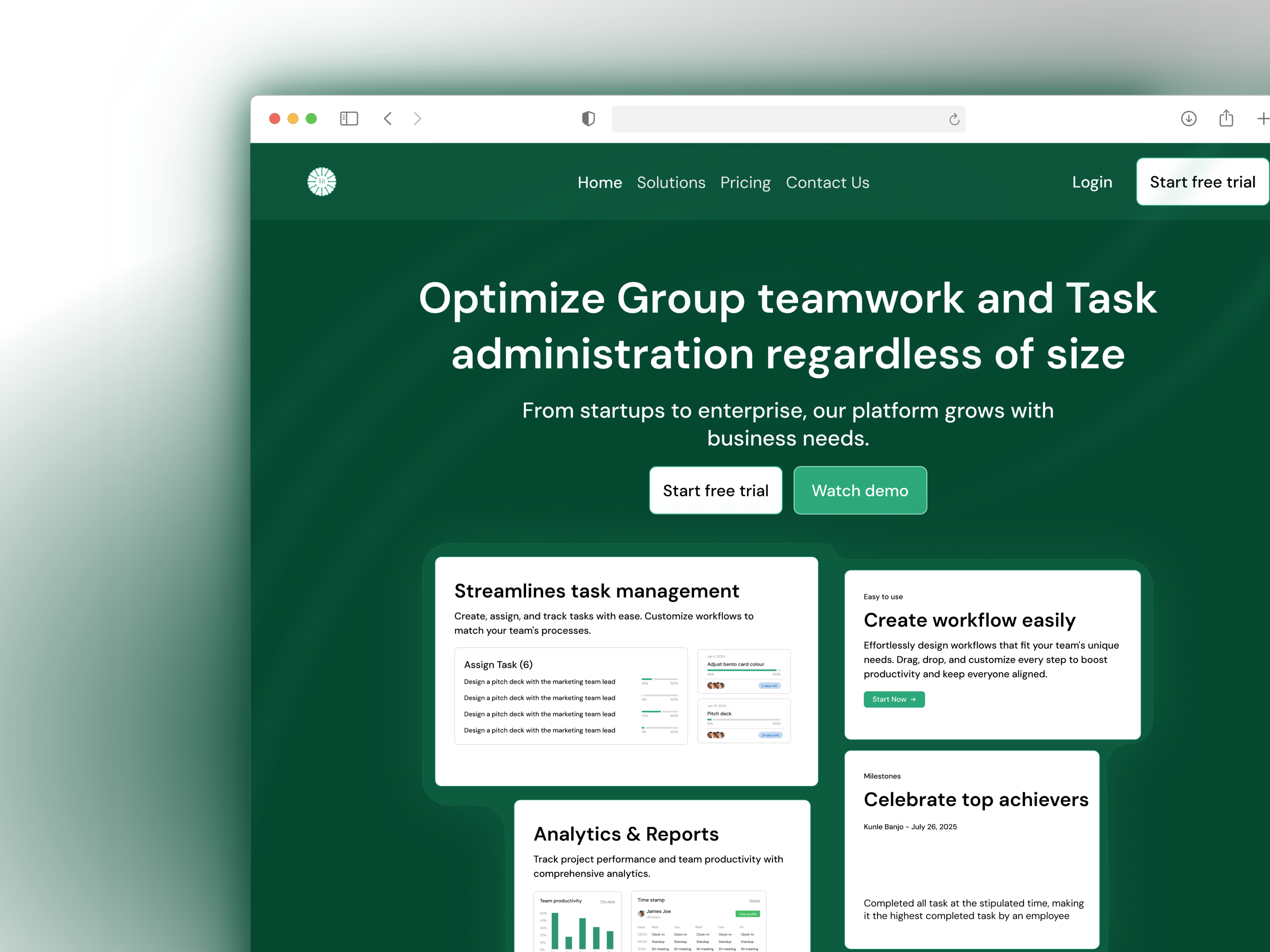 Example of Saas Website Design