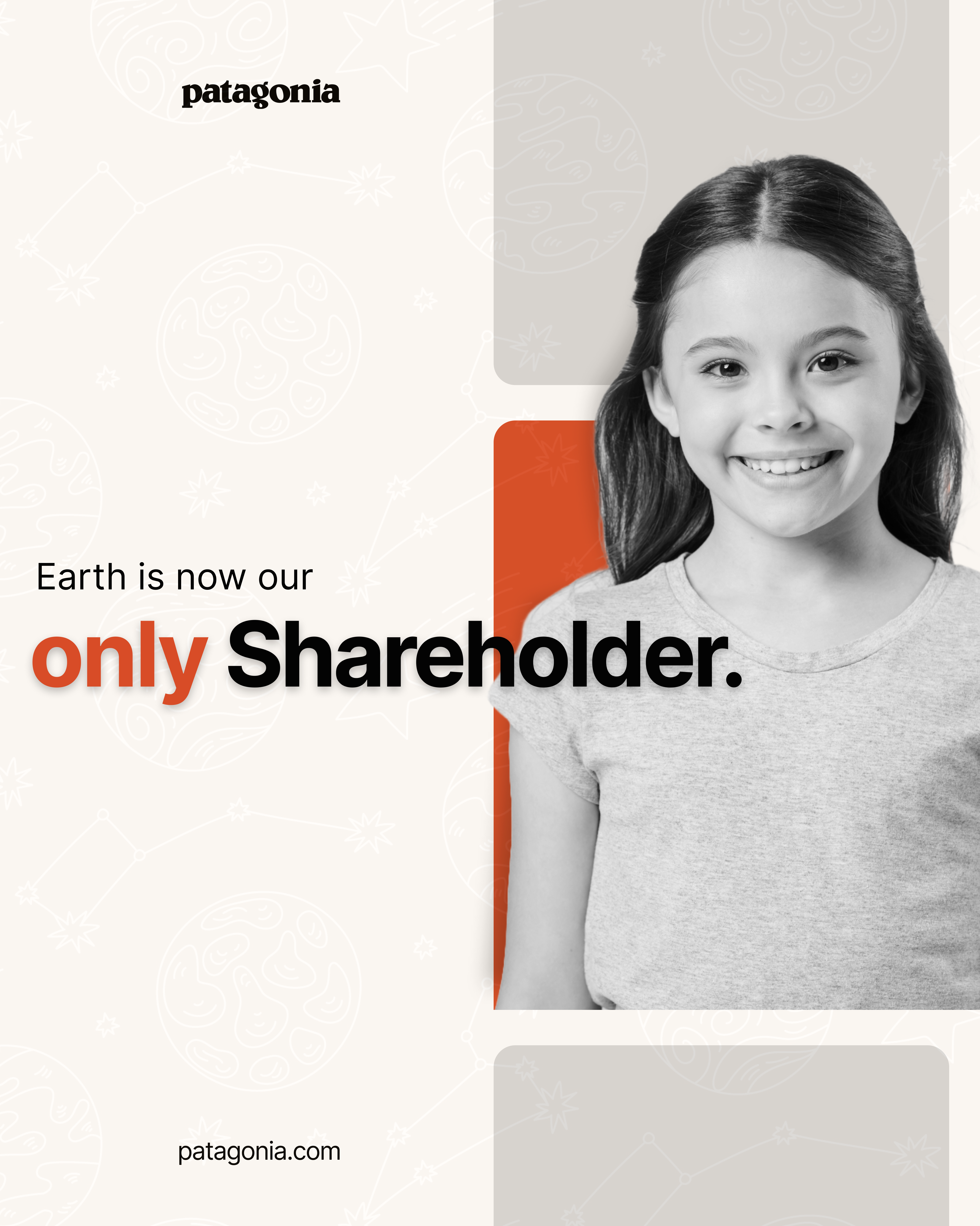 Patagonia – Social Media Poster | Climate Awareness Design activism child climate change activism climate change poster environmental design graphic design orange patagonia sustainable design