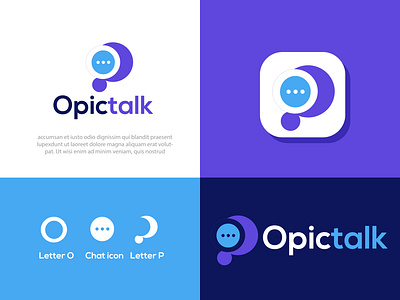 social networking app logo (Opictalk) app logo best logo branding business company colourful logo creative design graphic design it company logo it logo logo logo mark logodesigner logoinspirations logotype minimal opictalk social networking technology company