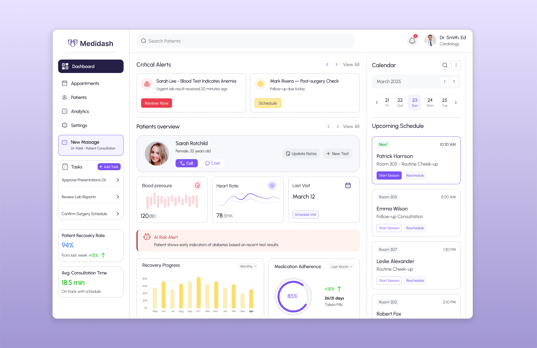 Medidash - Interactive Medical Dashboard 2025 animation app appointment branding dashboard data design dynamic fintech graphs illustration management medical modern security task trend ui ux
