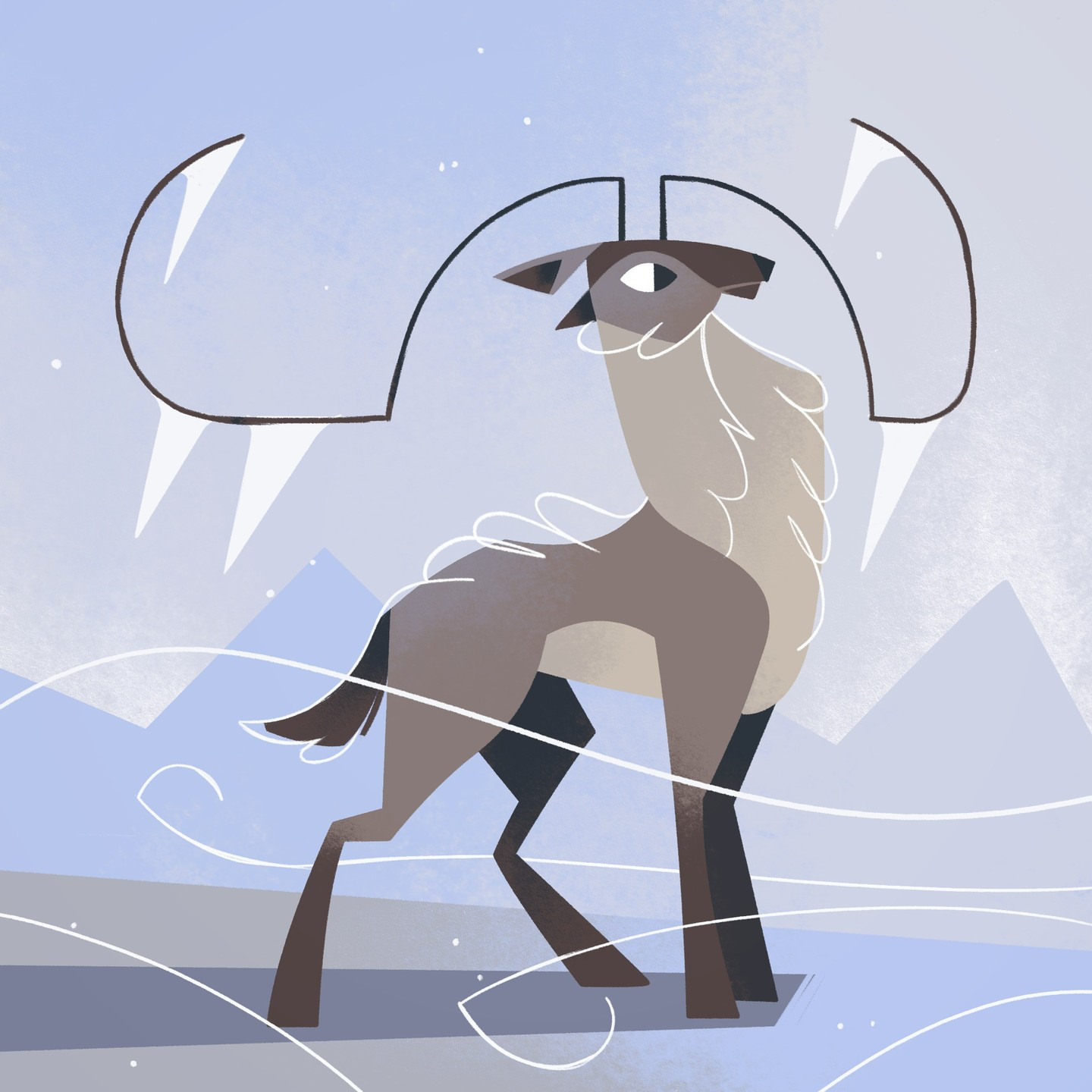 Frost 2d illustration animal character character design cold deer flat frosty frozen antlers ice illustration logo mascot snowy wildlife winter