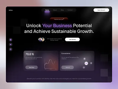 Business booster landing🚀⚡️ business business booster dark mode design job landing minimal trend ui uiux ux web