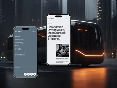 Vireon Website 3d branding bus clean composition drive driver electric bus figma future generation graphic design logo midjourney minimalism service typography ui uiux web design
