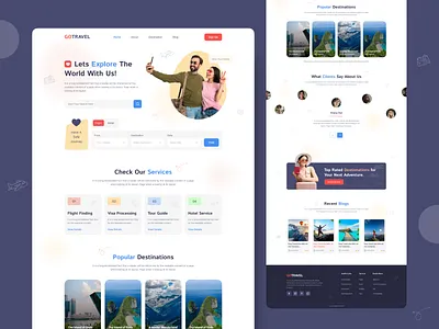 GOTRAVEL - Travel Agency Website best design case study flight finder knehad21 minimal design online booking ota design simple ui design ticket booking tour travel travel agency website travel app travel guide travel landing page design ui ui animation ux design vacation website design