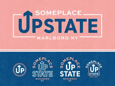 Someplace Upstate - Concept A arrow branding hotel identity logo pink retro travel type typography upstate vintage wes anderson wordmark