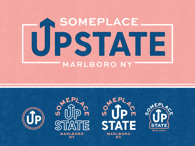 Someplace Upstate - Concept A arrow branding hotel identity logo pink retro travel type typography upstate vintage wes anderson wordmark