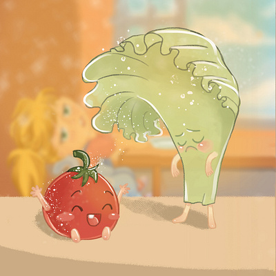 Tomatinho alto astral commission design digitalart fantasy illustration
