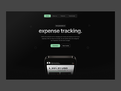 Finfit / Expense Tracker: Landing Page animation app app landing design expense app expense landing expense tracking graphic design landing landing app landing page typography ui ux vector